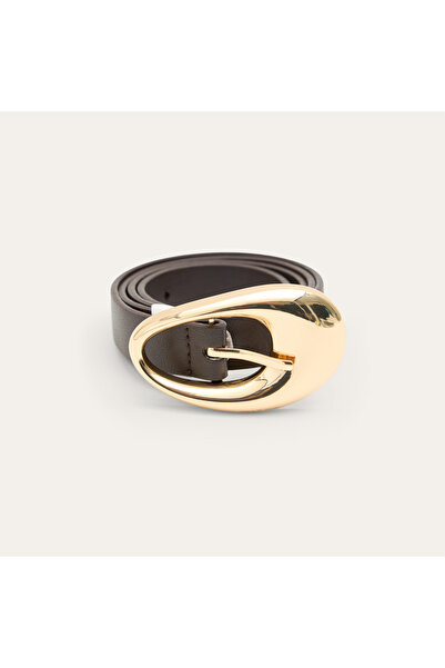 Mudo Women's Brown Oval Buckle Belt