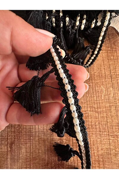 Gönülden Tasarım 100X5 cm Ribbon with Pearls and Tassels Sewing Accessory