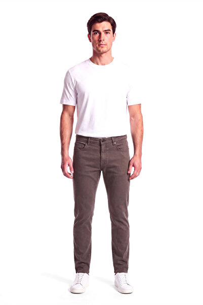 PAUL&SHARK Men's Regular Fit Cotton Straight Leg Flexible Denim Brown Jeans