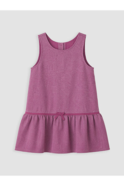 LC Waikiki Purple Crew Neck Bow Detail Girls' Dress