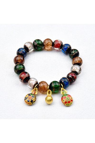Generic Brand Multicolor Glass Beaded Bracelet, Oriental Enamel Charms Decor ...