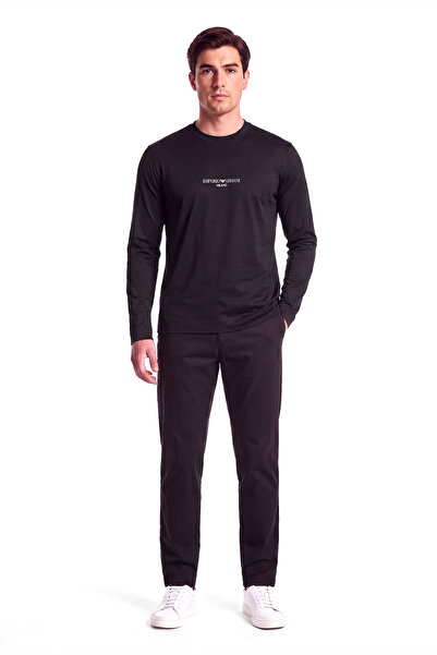 Emporio Armani Men's Regular Fit Logo Patterned Crew Neck Long Sleeve Black1 ...