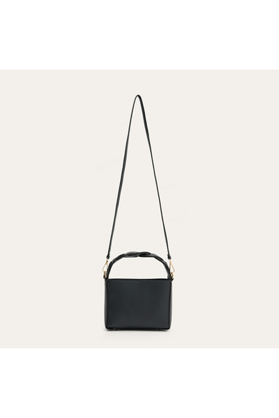 Mudo Women's Black Knitted Handle Shoulder Bag