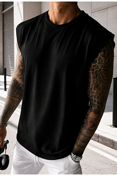 FAVORİST Plain Men's Combed Cotton Fabric (Zero Sleeve) T-Shirt