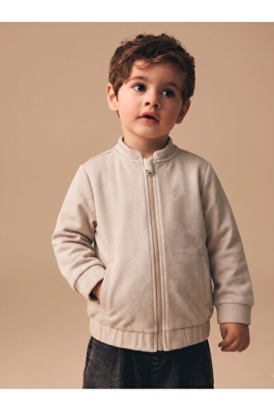 Tinymuyt Boy's Zippered Double Pocket Houndstooth Patterned Seasonal Jacket C...