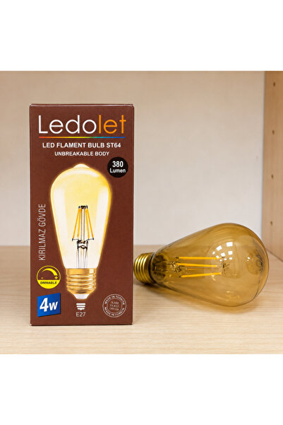 LEDOLET LED FLAMENT BULB 4W 380 LÜMEN KIRILMAZ GÖVDE E27