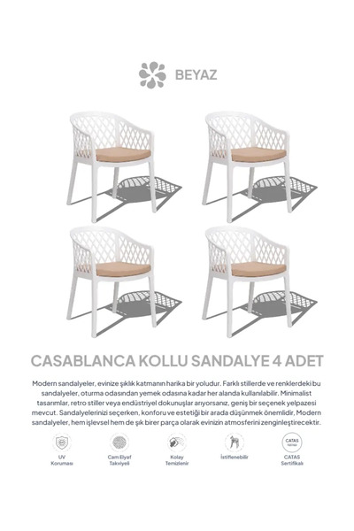 Daim Plastik CASABLANCA LÜX CAFE & RESTAURANT SANDALYESİ 4 LÜ