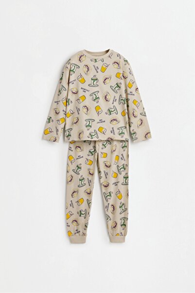LEFTIES Baskılı uzun pijama takımı