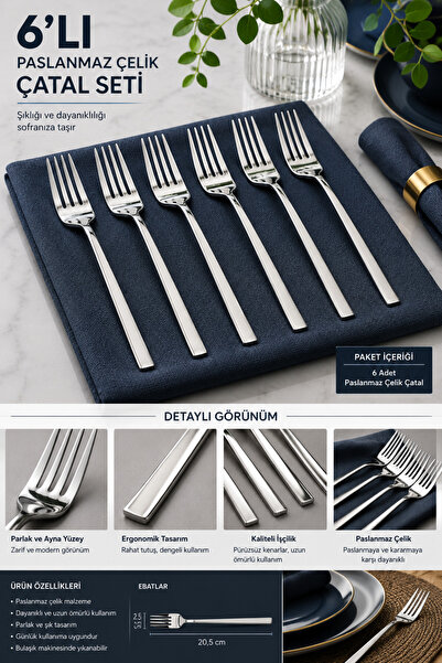 Single 6-Piece Stainless Steel Cutlery Set Ergonomic Design