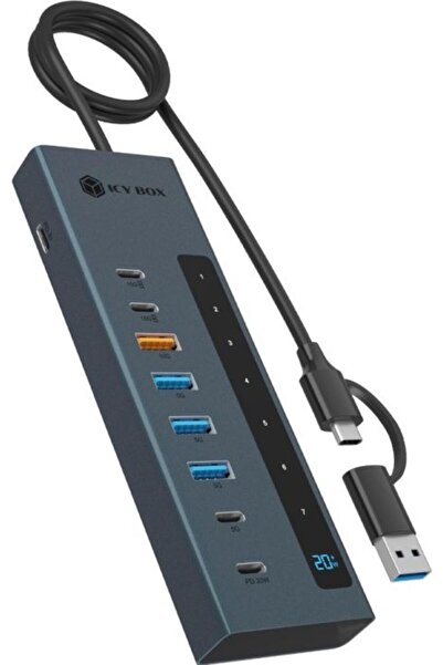 RaidSonic IcyBox Εξωτερικό USB Hub IB-HUB1743-CPD 9-σε-1 με PD Type-C/A Σκούρ...