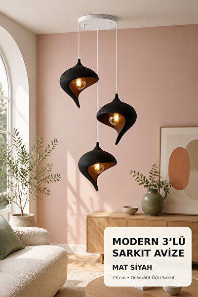 fao shop 7/24 Üçlü Sarkıt Avize Modern Spiral Tasarım Salon Mutfak Dekoratif ...