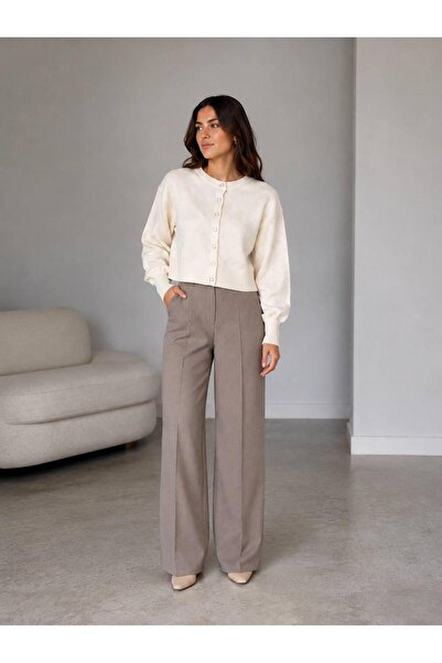 Flarsky Women's Crew Neck Soft Textured Regular Fit Snap Fastener Knitwear Ca...