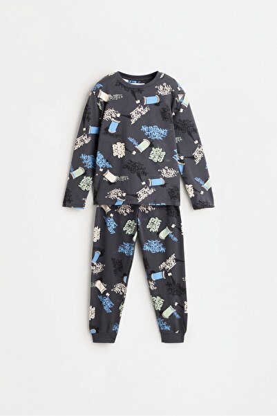 LEFTIES Baskılı uzun pijama takımı