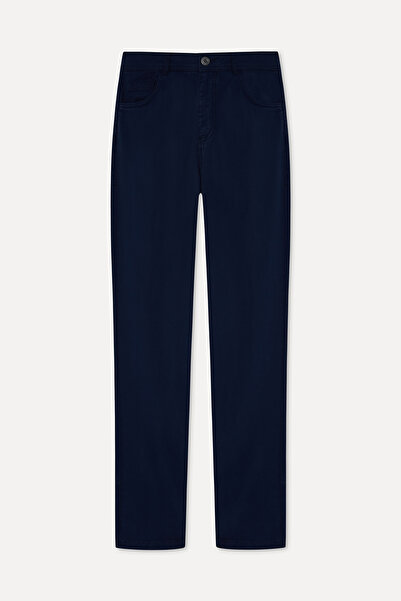 Mudo Men's Navy Blue Slim Straight Fit Trousers