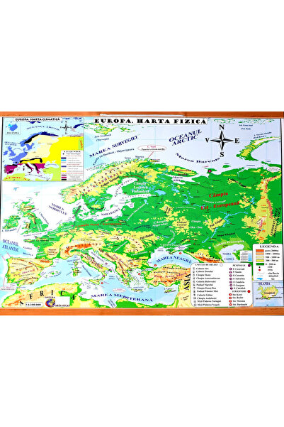 CARTA ATLAS Harta de perete - Europa. Harta Fizica + Harta Politica