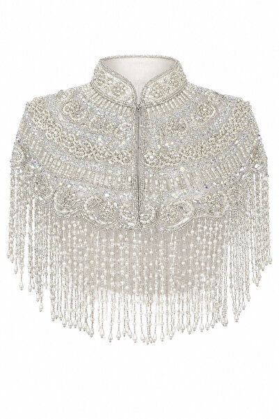 Özge Özgenç Premium Beaded and Stone Cape