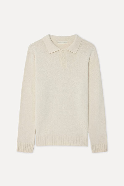 Mudo Men's Ecru Polo Collar Sweater