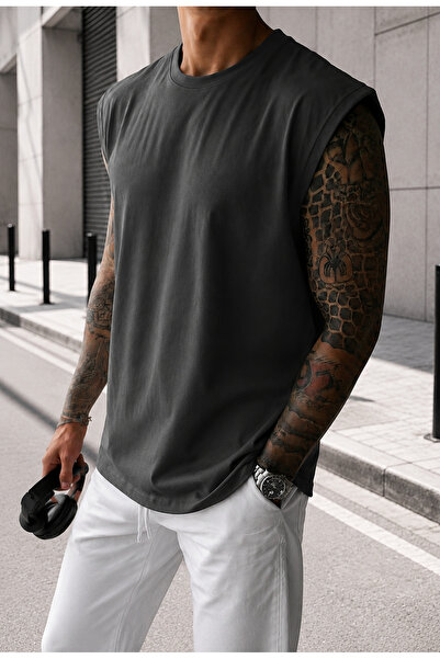 FAVORİST Plain Men's Combed Cotton Fabric (Zero Sleeve) T-Shirt