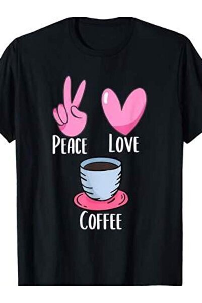 26LIK Peace Love Lover Leopard Print Women Girl Cute Coffee T-Shirt