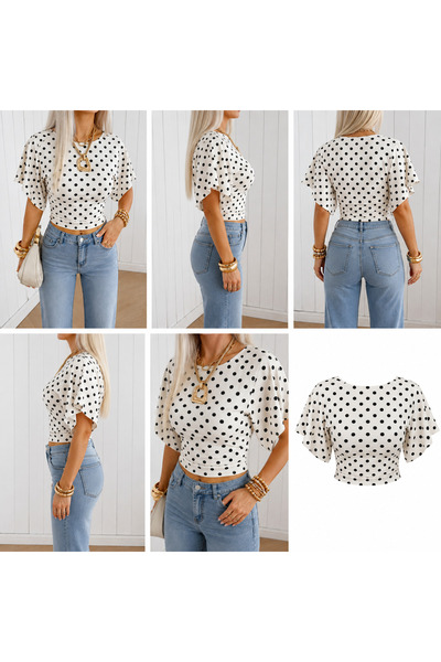 HIMMELDUF Women's Polka Dot Bat Sleeve Blouse