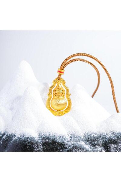 Generic Brand Gold‑Tone Rotatable Gourd‑Shape Pendant Necklace, Oriental Folk...