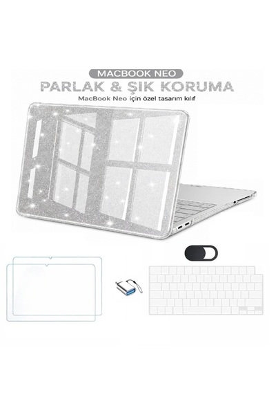 UnDePlus Macbook Neo 13 inç A18 Pro A3404 Kılıf +2adet Ekran Koruyucu +OTG +K...