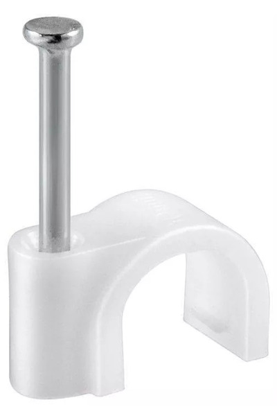 goobay Cable clips round plastic with nail 4mm white 100pcs