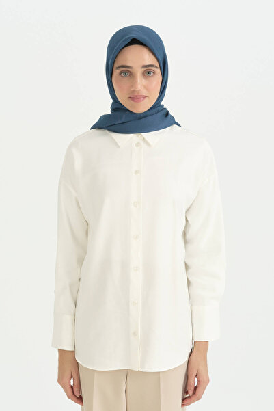 Nihan Logo Pattern Naia Cotton Scarf - Petrol