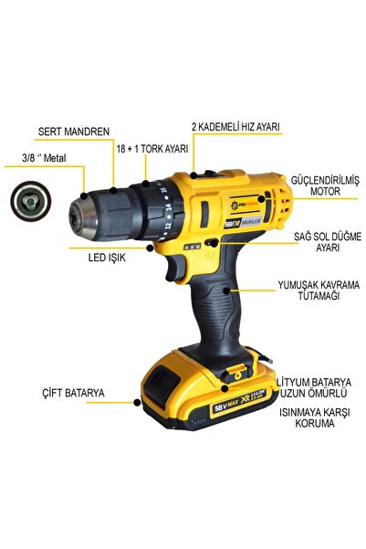 PH196 Şarjlı Matkap Vidalama Seti 58Vf Max 24 Parça Darbesiz