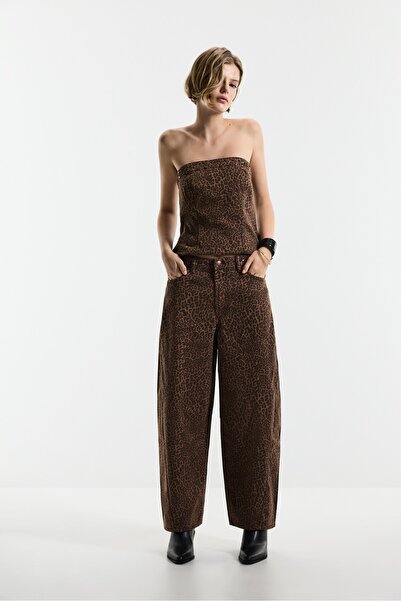 LEFTIES Desenli barrel jean
