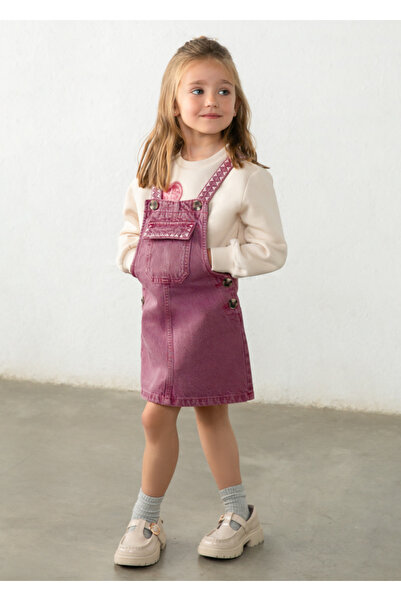 MAYORAL Embroidered Denim Salopet Girls' Dress 4910