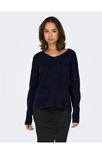 ONLY Women's Onlcamilla V-Neck L/S Navy Blue Sweater - 15204588