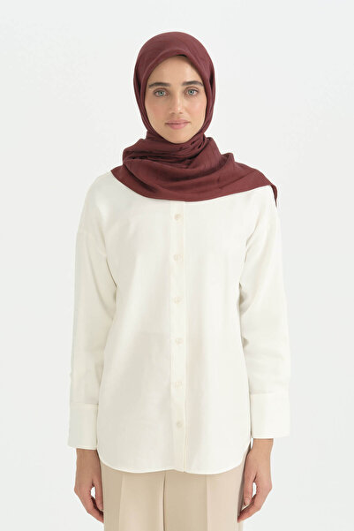 Nihan Cotton Naia Blend Natural Scarf - Burgundy