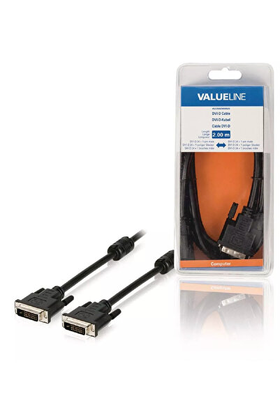 VALUELINE DVI-D 24+1-pin male – DVI-D 24+1-pin male 2m Cable