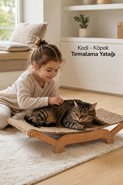 GOBYPET Kediler İçin Tırmalanabilir Sisal Halı Özellikli Konforlu Kedi Yatağı 6075