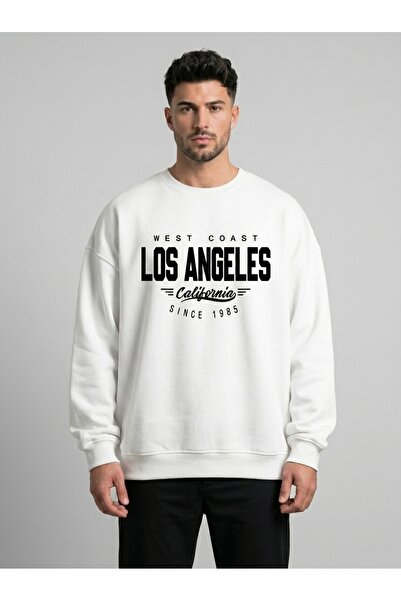 ZAVIXO Φούτερ Oversize με στάμπα Los Angeles California West Coast, με λαιμόκ...