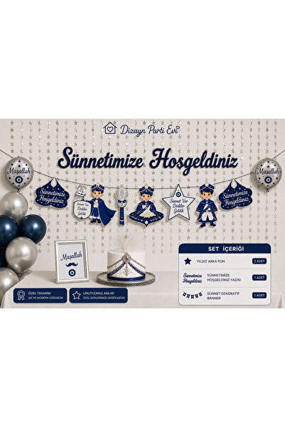 Dizayn Parti Evi Sünnet Süsleme Seti – Sünnetimize Hoşgeldiniz Yazısı, Dekora...