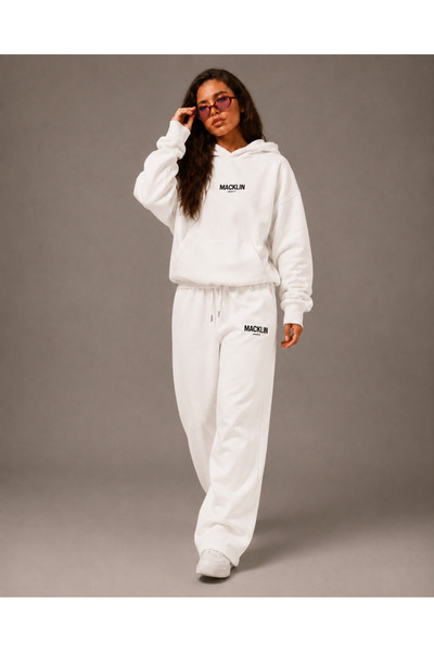 macklin Unisex Women's and Men's Minimal Text Printed Oversize 3 Thread Hoode...
