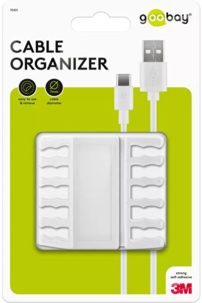goobay Cable management clips with 5 slots set 2pcs white