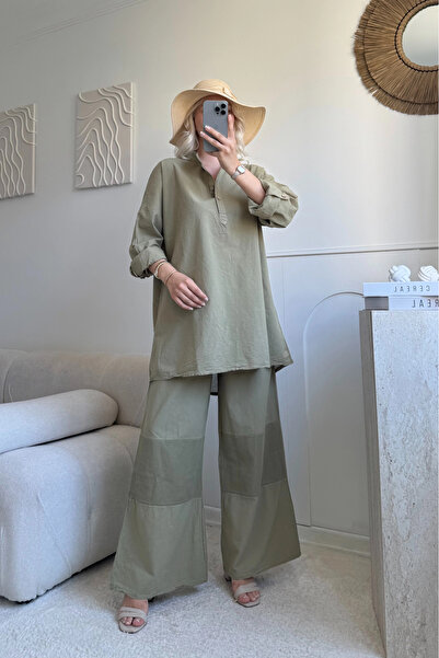 SUMEF Khaki Mesh Detailed Hakim Collar Standard Size 38/48 Compatible 100% Co...