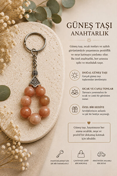 OSMANLI DOĞAL TAŞ Certified Sunstone Keychain