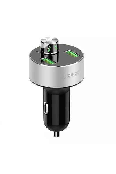 Orico Φορτιστής αυτοκινήτου 15.5W 2x USB Bluetooth υποδοχή microSD ασημί UBT-2U
