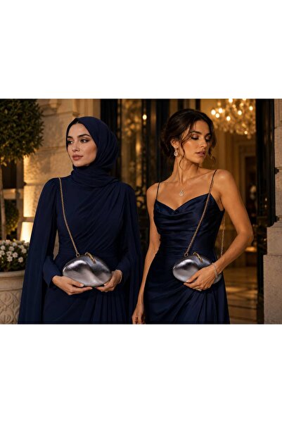 womenacs Βραδινό φόρεμα σε ρουστίκ σχεδιασμό από πλατινένιο υλικό με λουράκι ...