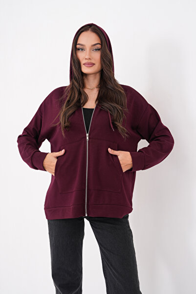 Mega Life Oysho Sweatshirt with Bird-Eye Hood and Iron Zipper
