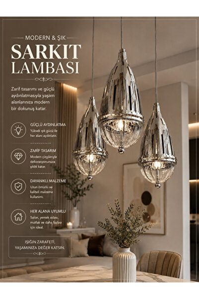 Bedir Home Led Avize Lamba Ledli Salon Mutfak Oda Hol Ledli Avize
