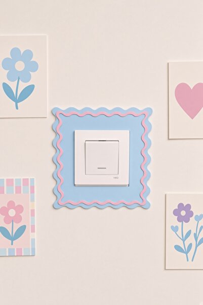 tredblock Prizzy Dalgalı Priz Süsü -Baby Blue ve Toz Pembe- Montajsız Anahtar...