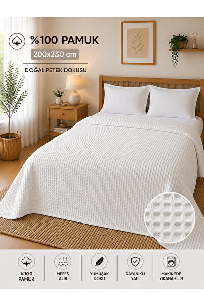 Dotamess 100% bumbac, tip fagure, pentru pat dublu, 200x230 cm – Pătură respi...