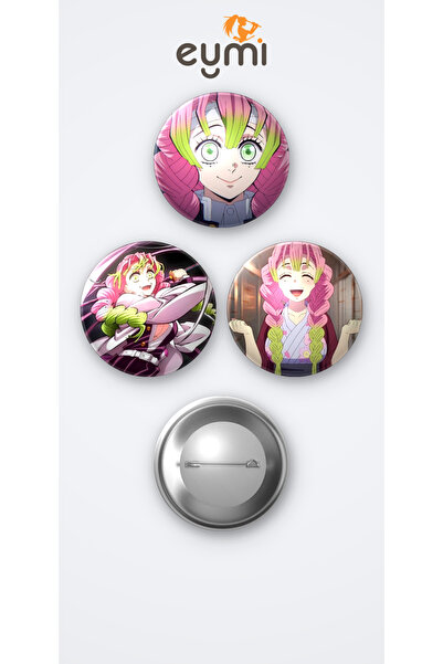 Eymi Design Demon Slayer ( İblis Keser ) Mitsuri 3'lü Metal Rozet Seti 58mm İ...