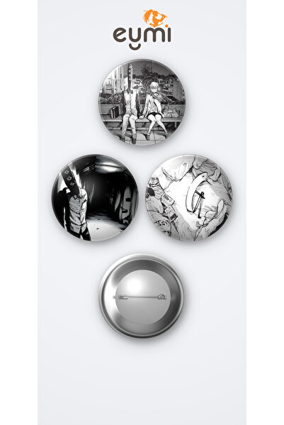 Eymi Design İyi Geceler Punpun 3'lü Metal Rozet Seti 58mm İğneli Buton Çanta ...