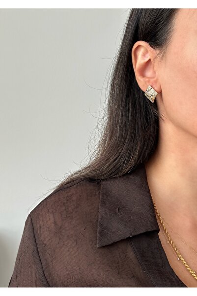 ringbox Gold Square Leopard Earrings